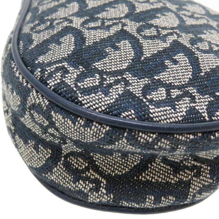 Pre Owned Dior Navy Blue Canvas Saddle Clutch Bag 