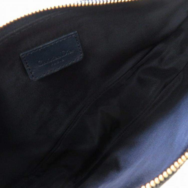 Pre Owned Dior Navy Blue Canvas Saddle Clutch Bag 