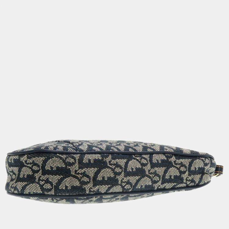 Pre Owned Dior Navy Blue Canvas Saddle Clutch Bag 