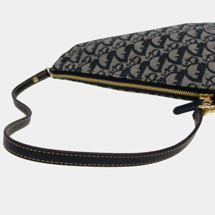Pre Owned Dior Navy Blue Canvas Saddle Clutch Bag 