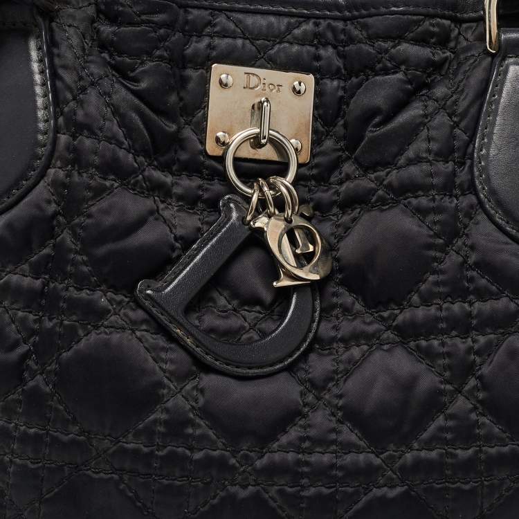 Pre Owned Dior Black Cannage Nylon and Leather Charming Hobo