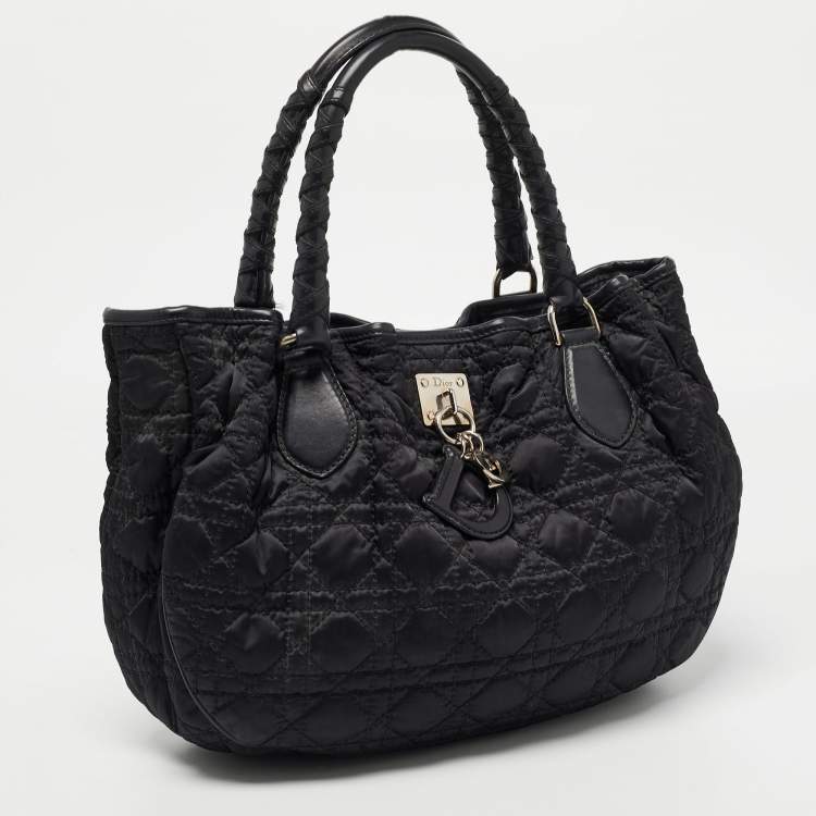 Pre Owned Dior Black Cannage Nylon and Leather Charming Hobo