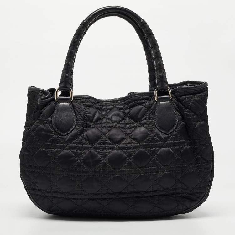 Pre Owned Dior Black Cannage Nylon and Leather Charming Hobo