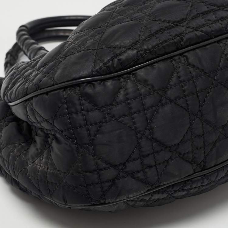 Pre Owned Dior Black Cannage Nylon and Leather Charming Hobo