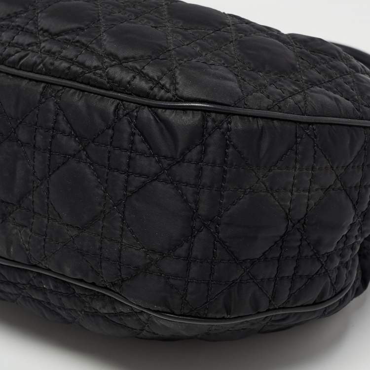 Pre Owned Dior Black Cannage Nylon and Leather Charming Hobo