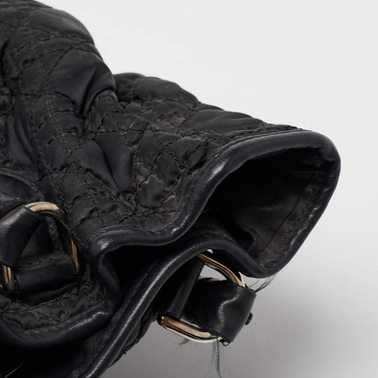 Pre Owned Dior Black Cannage Nylon and Leather Charming Hobo