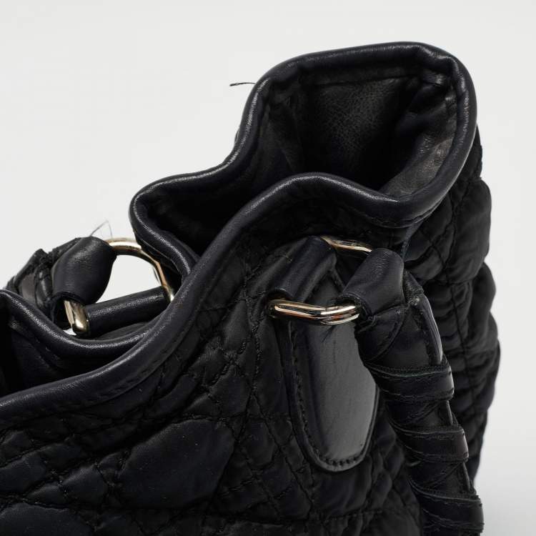 Pre Owned Dior Black Cannage Nylon and Leather Charming Hobo