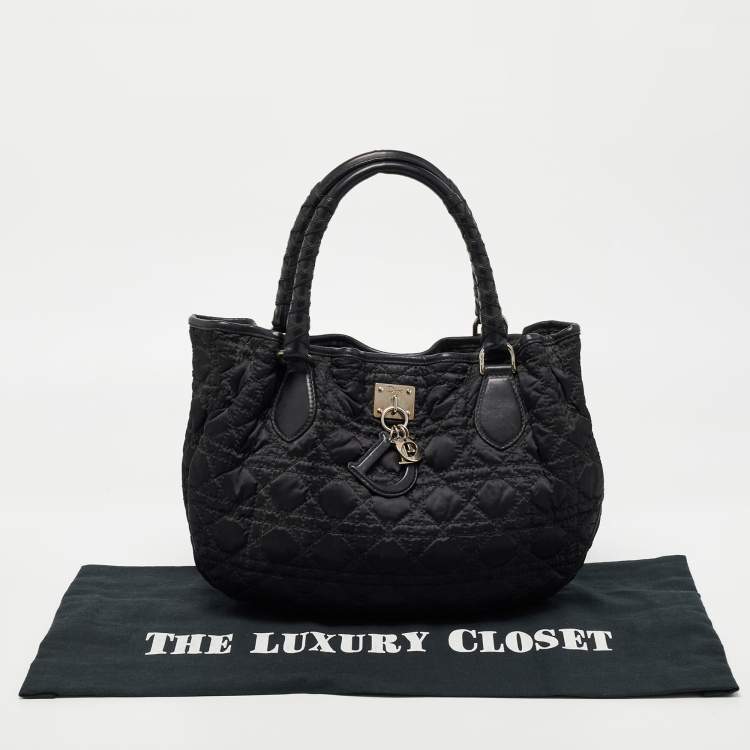 Pre Owned Dior Black Cannage Nylon and Leather Charming Hobo