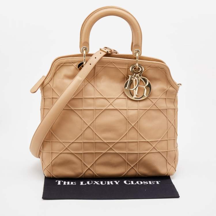 Pre Owned Dior Beige Cannage Leather Granville Tote