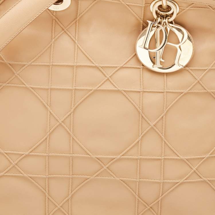 Pre Owned Dior Beige Cannage Leather Granville Tote