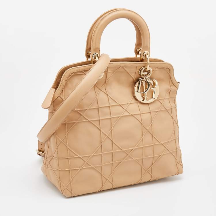 Pre Owned Dior Beige Cannage Leather Granville Tote