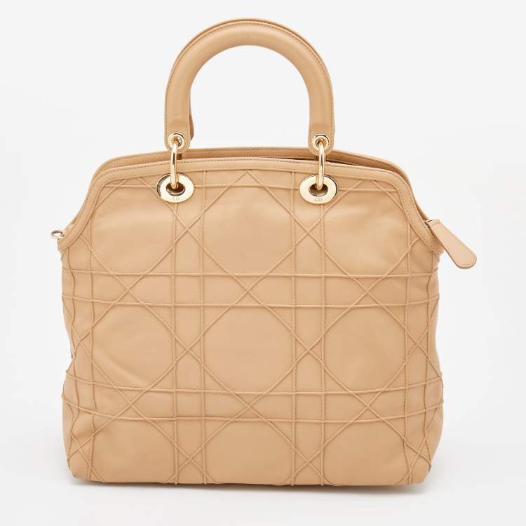 Pre Owned Dior Beige Cannage Leather Granville Tote