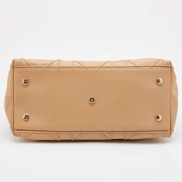 Pre Owned Dior Beige Cannage Leather Granville Tote