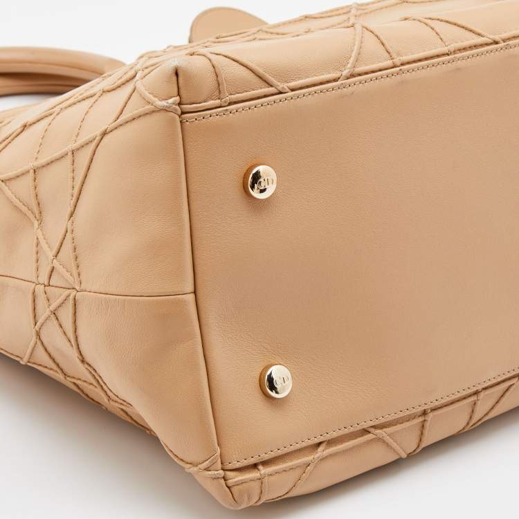 Pre Owned Dior Beige Cannage Leather Granville Tote