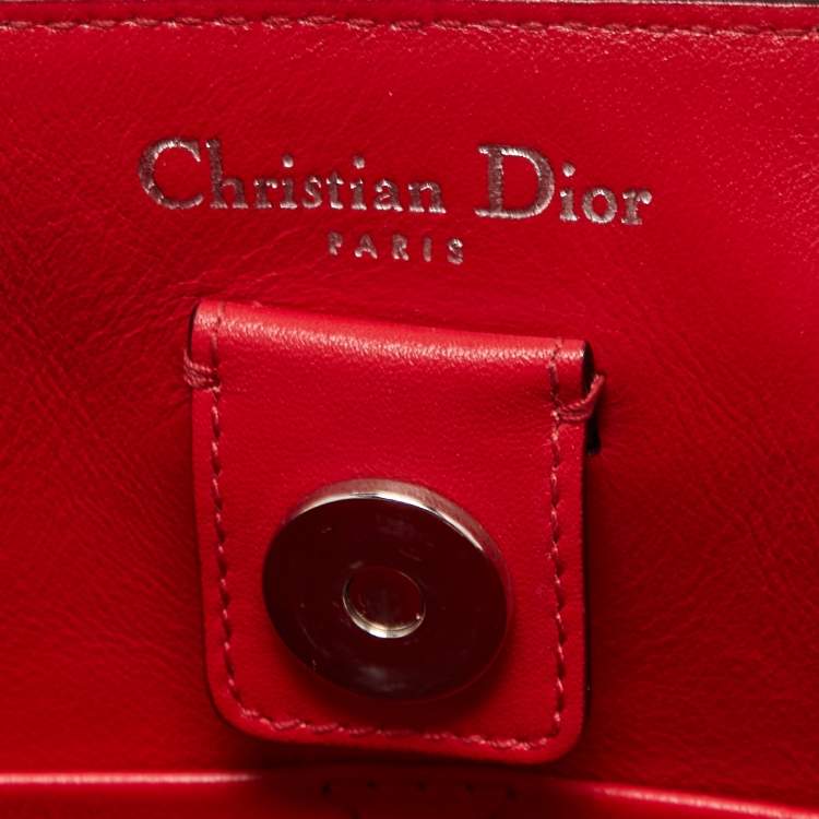 Pre Owned Dior Burgundy/Orange Snakeskin and Leather Medium Diorissimo Shopper Tote