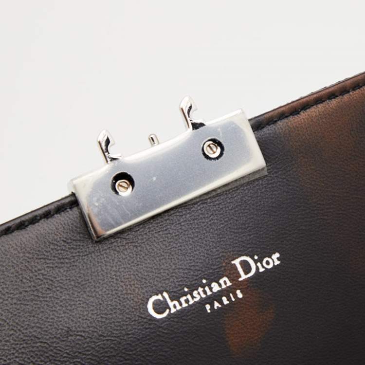 Pre Owned Dior Blue Washed Metallic Leather Miss Dior Promenade Wallet on Chain