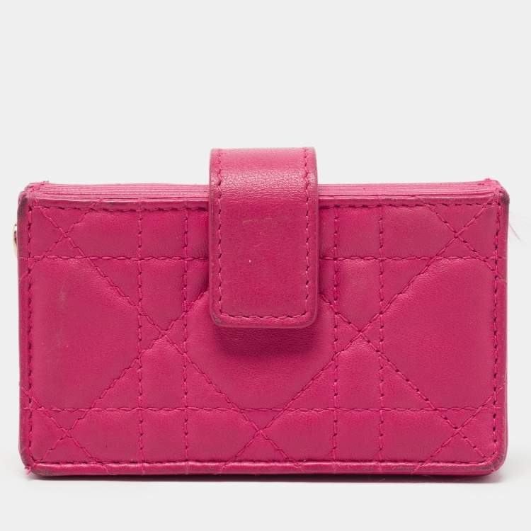 Dior Pink Cannage Leather 5 Gusset Card Holder Dior