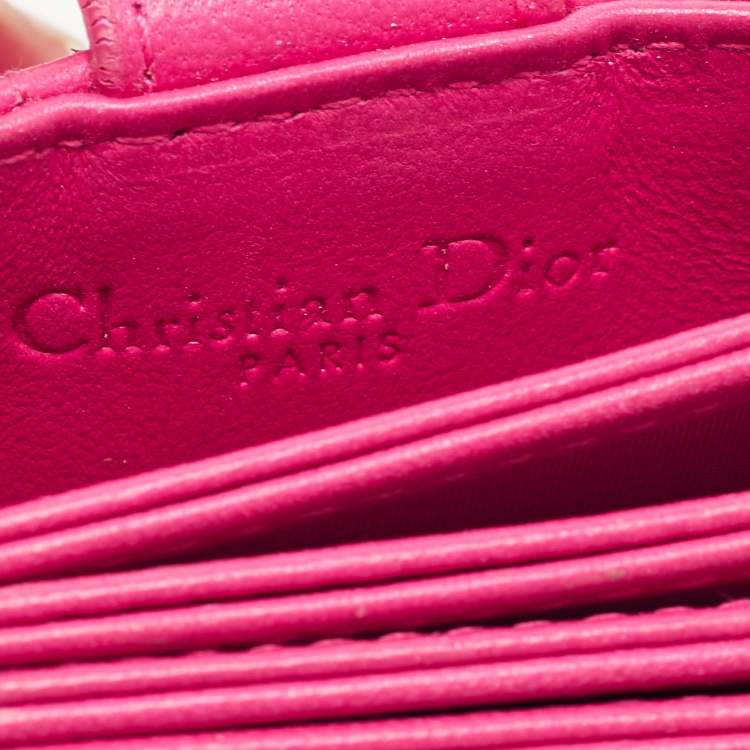 Pre Owned Dior Pink Cannage Leather 5 Gusset Card Holder