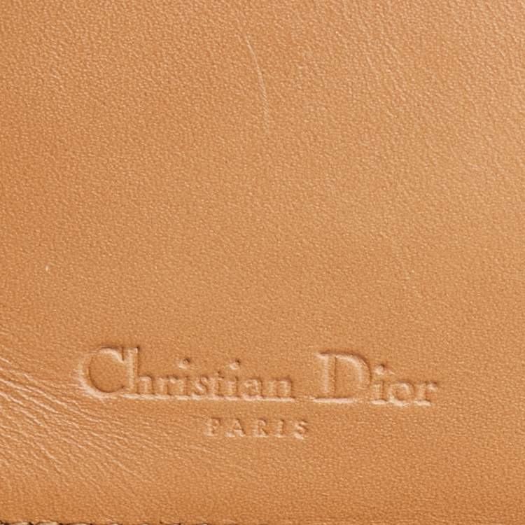 Pre Owned Dior Beige/Brown Oblique Canvas and Leather Saddle Wallet