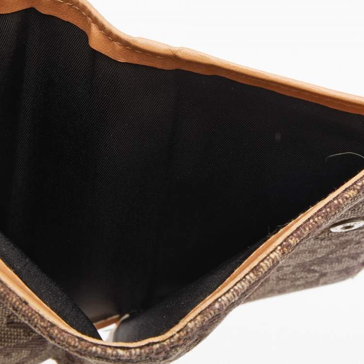 Pre Owned Dior Beige/Brown Oblique Canvas and Leather Saddle Wallet