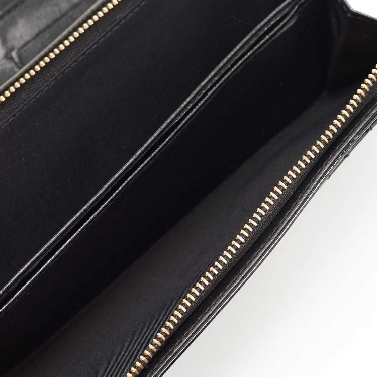 Pre Owned Dior Black Cannage Patent Leather Lady Dior Wallet On Chain