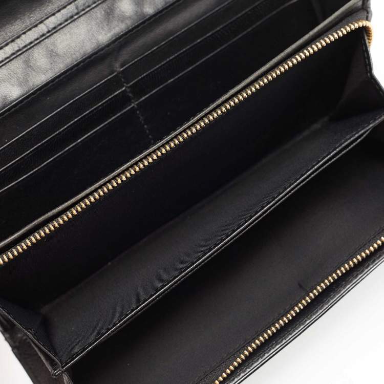 Pre Owned Dior Black Cannage Patent Leather Lady Dior Wallet On Chain