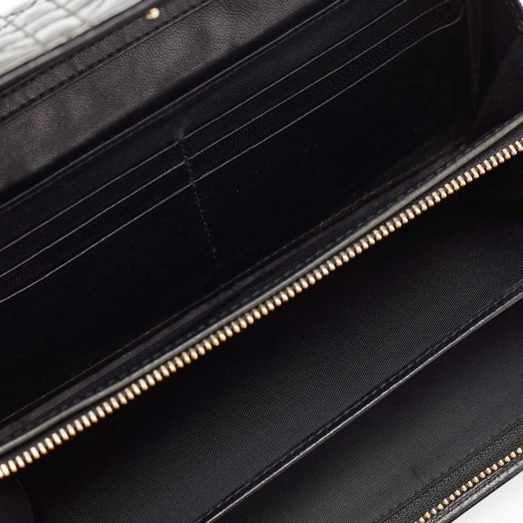 Pre Owned Dior Black Cannage Patent Leather Lady Dior Wallet On Chain