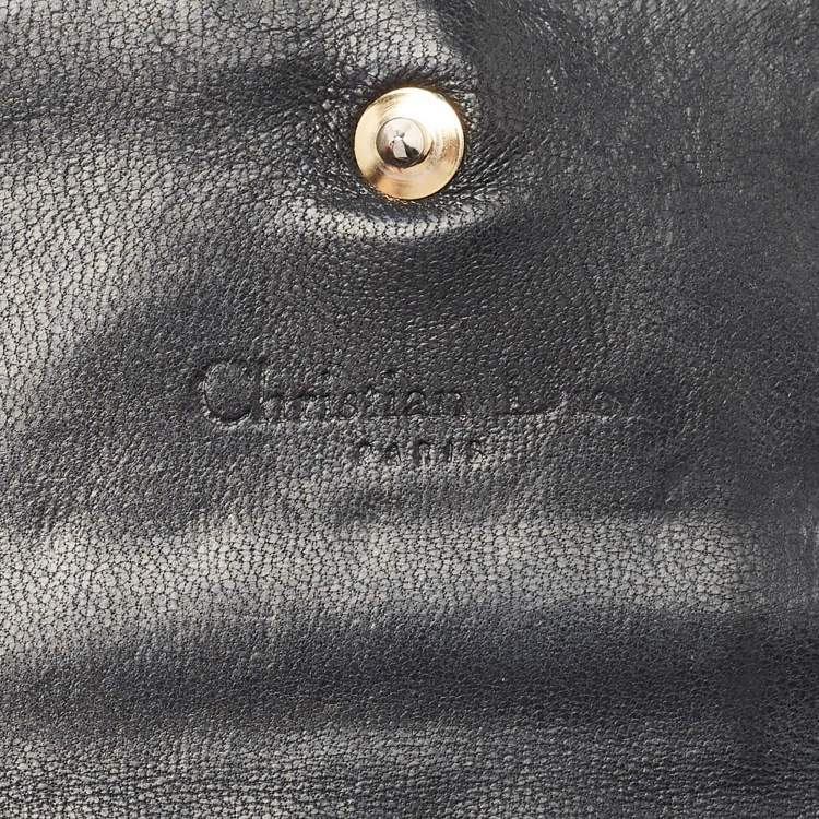 Pre Owned Dior Black Cannage Patent Leather Lady Dior Wallet On Chain