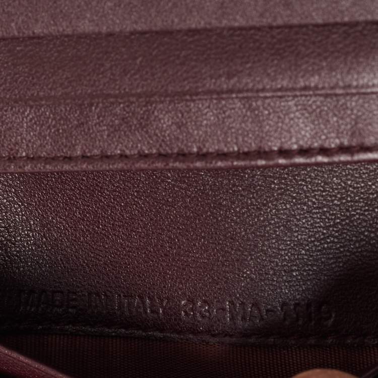 مملوكة مسبقًا Dior Burgundy Cannage Leather Lady Dior Flap Card Case