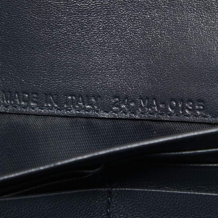 Pre Owned Dior Blue Microcannage Patent Leather Croisiere Wallet on Chain