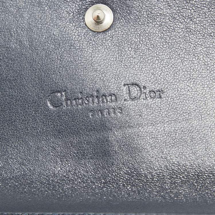 Pre Owned Dior Blue Microcannage Patent Leather Croisiere Wallet on Chain