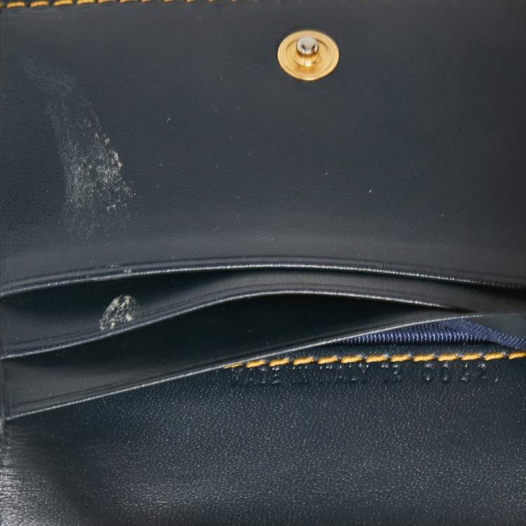 Pre Owned Dior Blue Diorissimo Canvas and Leather Saddle Compact Wallet