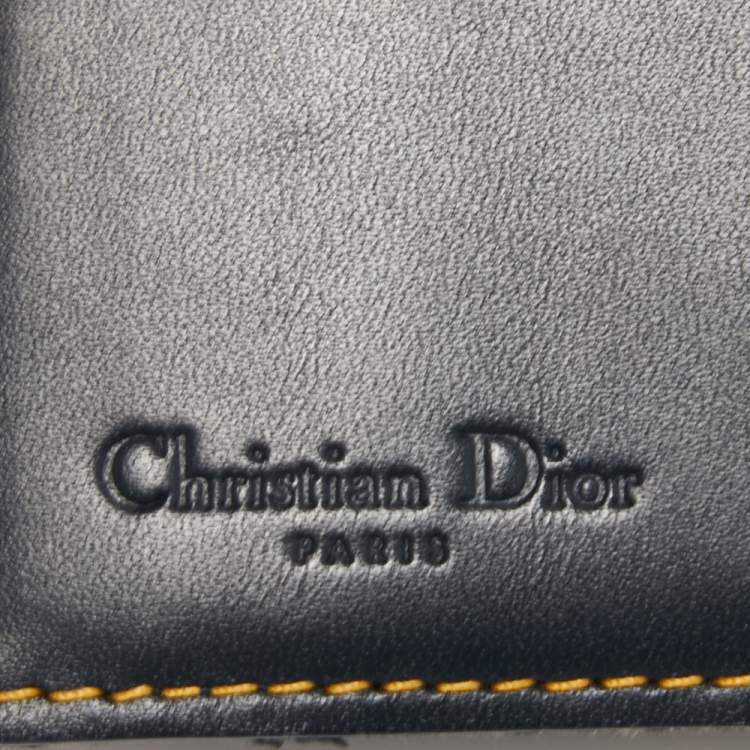 Pre Owned Dior Blue Diorissimo Canvas and Leather Saddle Compact Wallet