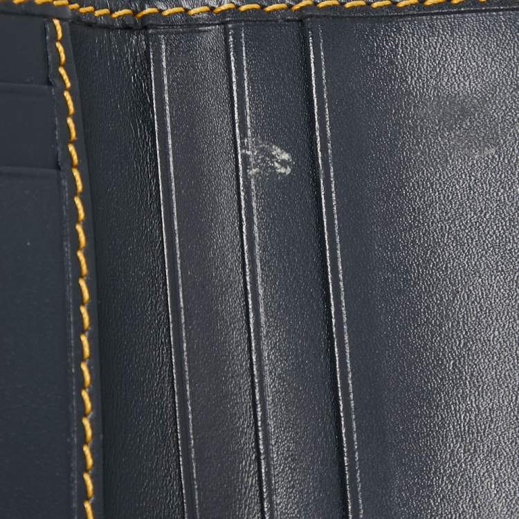 Pre Owned Dior Blue Diorissimo Canvas and Leather Saddle Compact Wallet