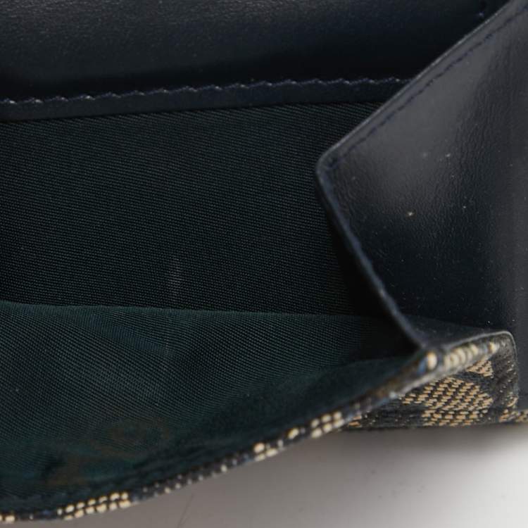 Pre Owned Dior Blue Diorissimo Canvas and Leather Saddle Compact Wallet