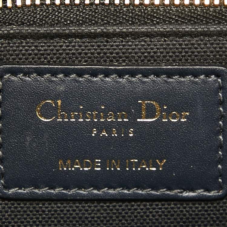 Pre Owned Dior Navy Blue Oblique Canvas and Leather 30 Montaigne Chain Clutch