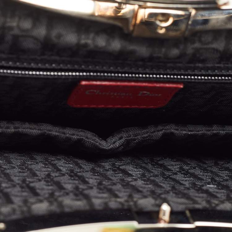 Pre Owned Dior Red Patent Leather Bondage Frame Hobo