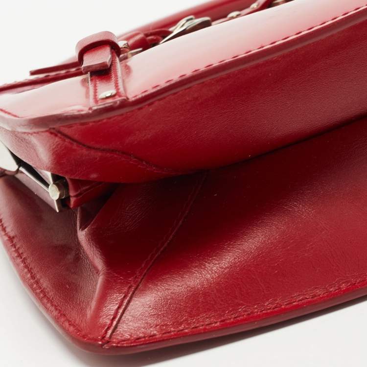 Pre Owned Dior Red Patent Leather Bondage Frame Hobo