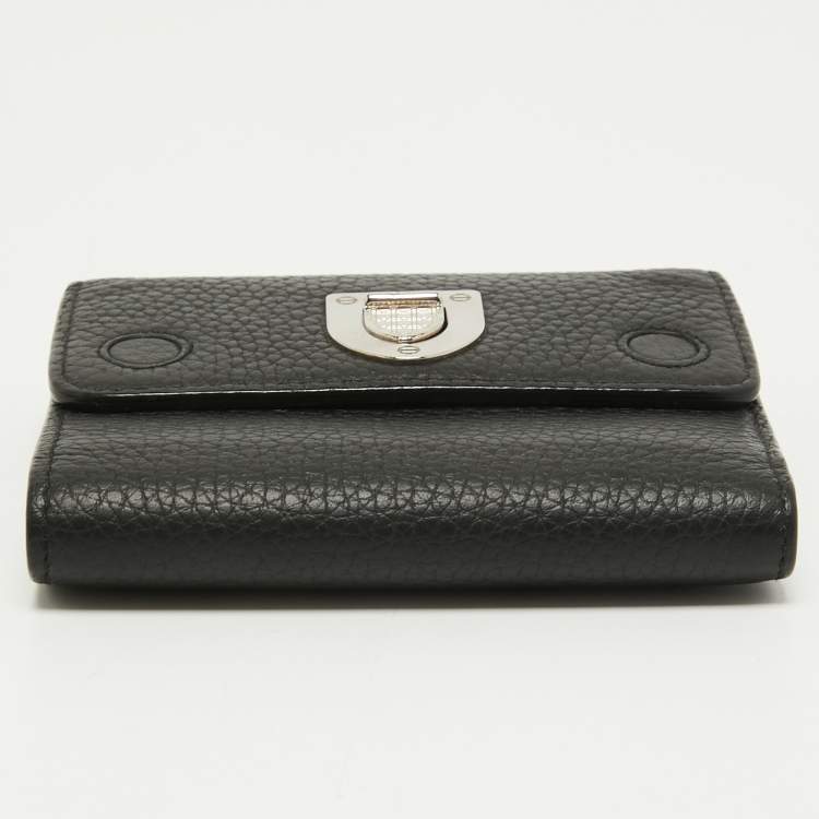 Pre Owned Dior Black Leather Diorama Trifold Wallet