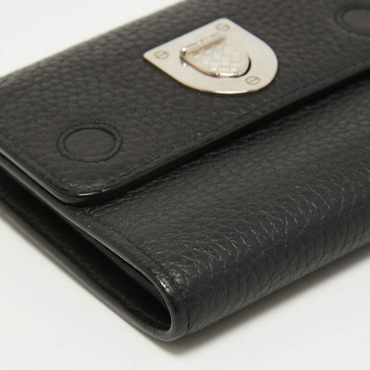 Pre Owned Dior Black Leather Diorama Trifold Wallet