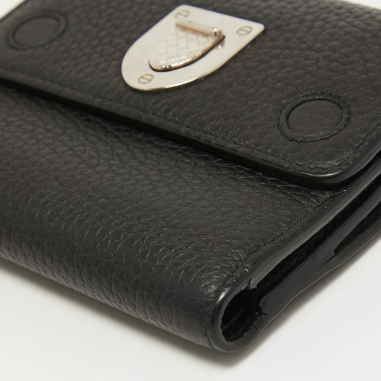 Pre Owned Dior Black Leather Diorama Trifold Wallet