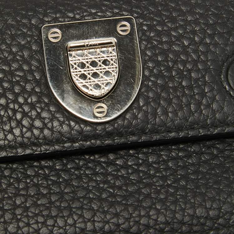 Pre Owned Dior Black Leather Diorama Trifold Wallet