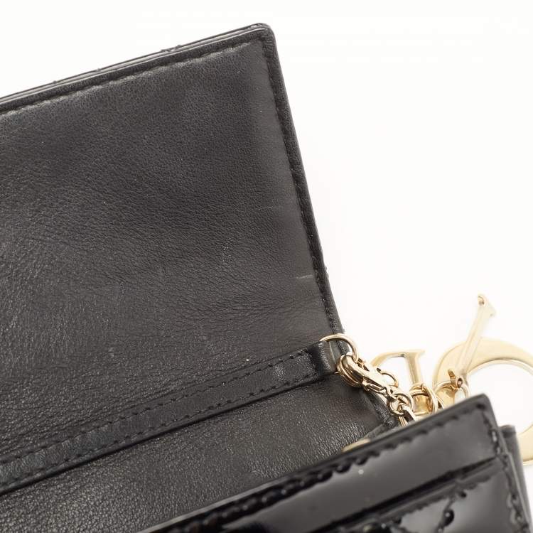 Pre Owned Dior Black Cannage Patent Leather Lady Dior Chain Clutch