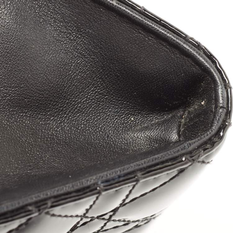 Pre Owned Dior Black Cannage Patent Leather Lady Dior Chain Clutch