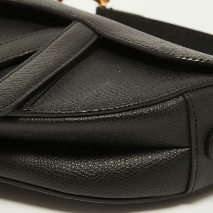 Pre Owned Dior Black Leather Mini Saddle Bag