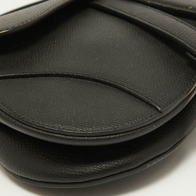 Pre Owned Dior Black Leather Mini Saddle Bag