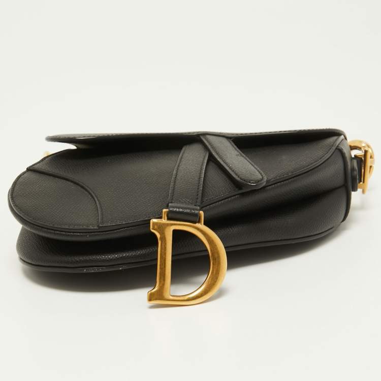 Pre Owned Dior Black Leather Mini Saddle Bag