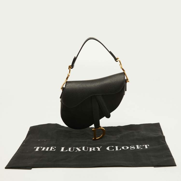 Pre Owned Dior Black Leather Mini Saddle Bag