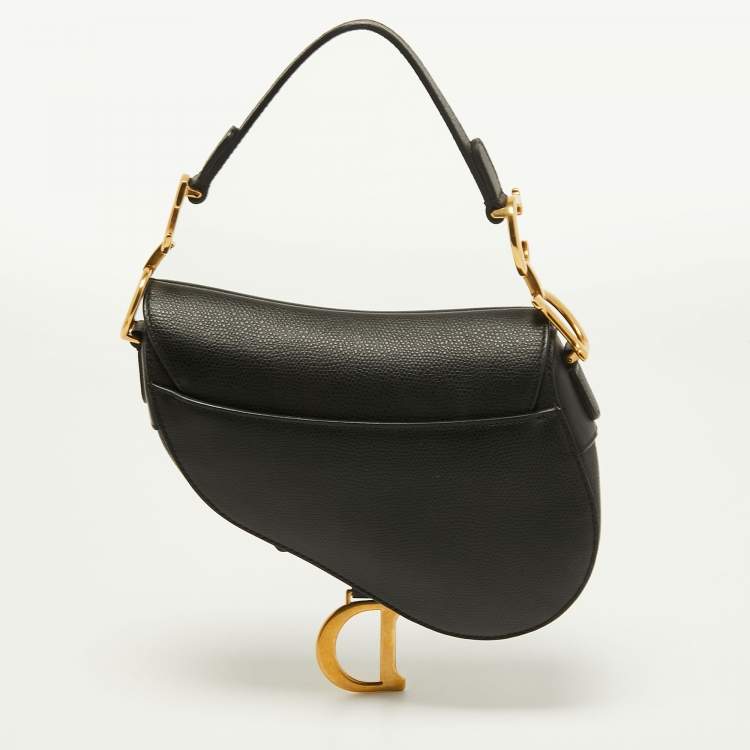 Pre Owned Dior Black Leather Mini Saddle Bag