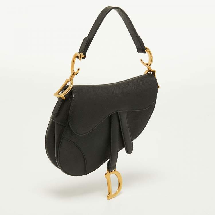 Pre Owned Dior Black Leather Mini Saddle Bag